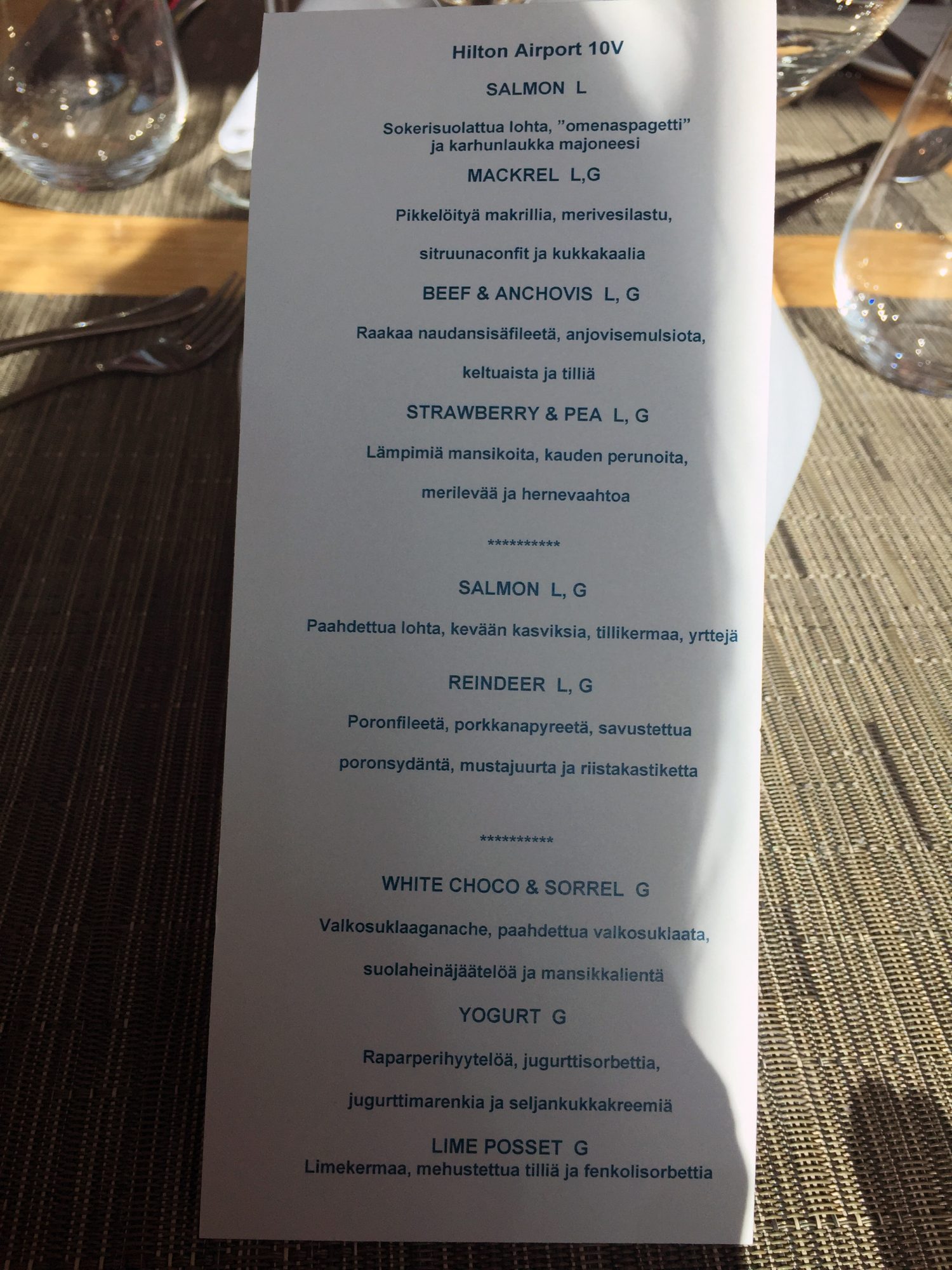 hilton menu