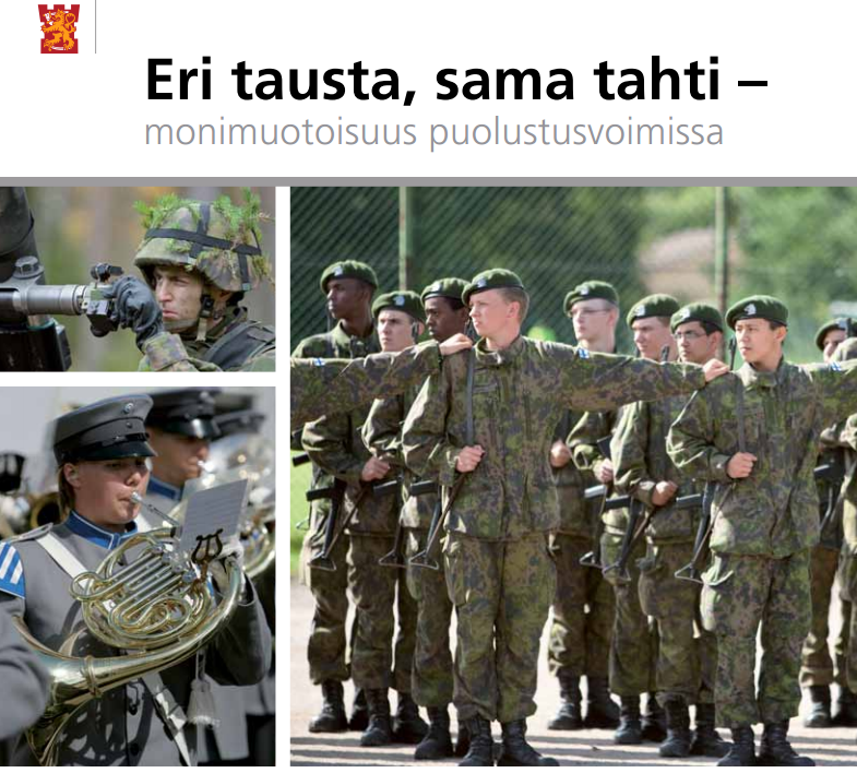 Puolustusvoimien selvitys Eri tausta, sama tahti – monimuotoisuus puolustusvoimissa. Kuva ja lähde: Puolustusvoimat.
